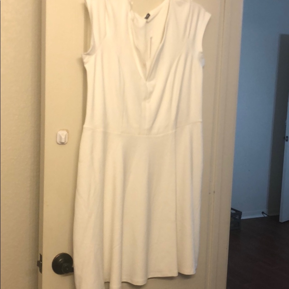 White Knee Length Body Con Dress